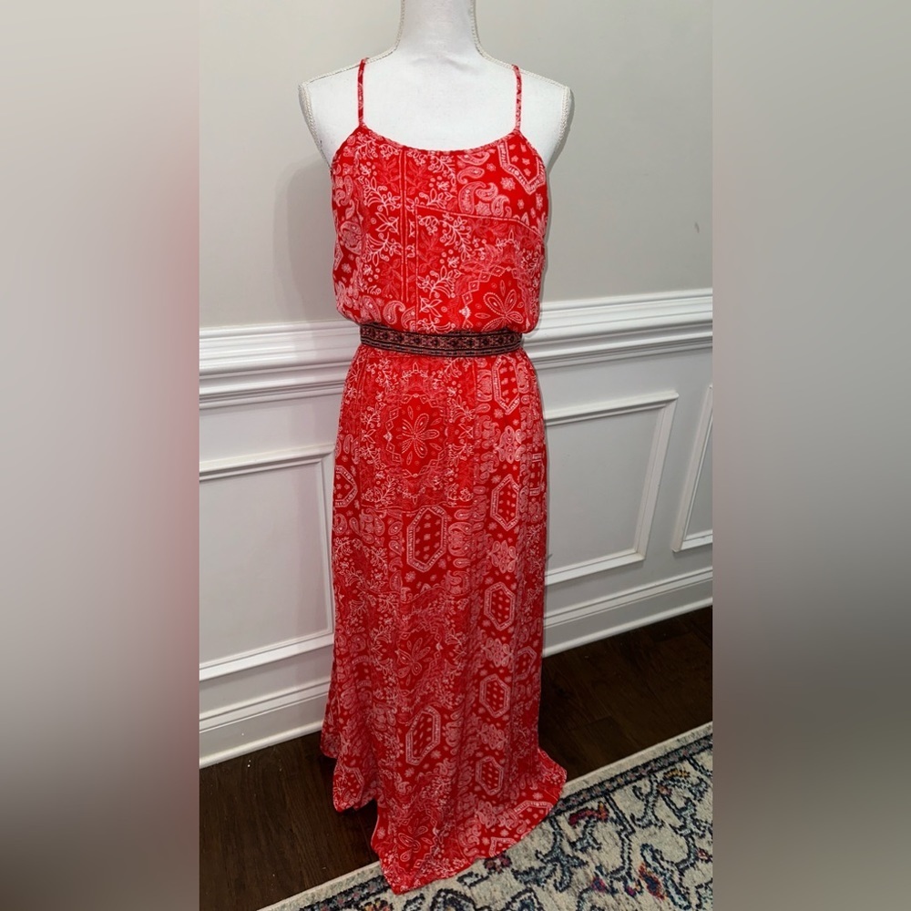 Soiéblu Soieblu Red Embroidery Maxi Dress Sz M